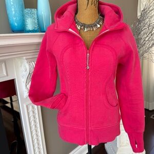 Lululemon OG Scuba Hoodie Bon Bon Pink Size 8 Canada Made Full Zip Fitted